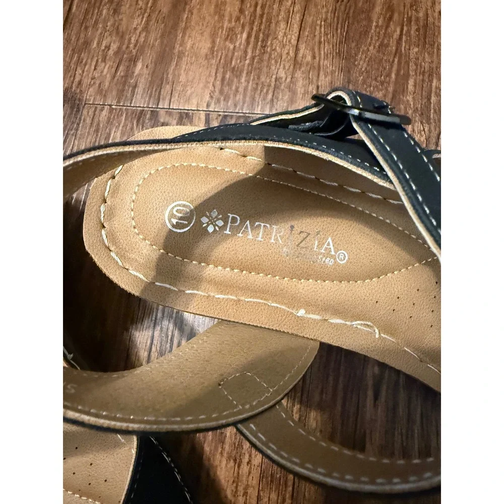 Patrizia‎ by Spring Step Shantay Navy Blue Wedge Slingback Sandals Womens 10